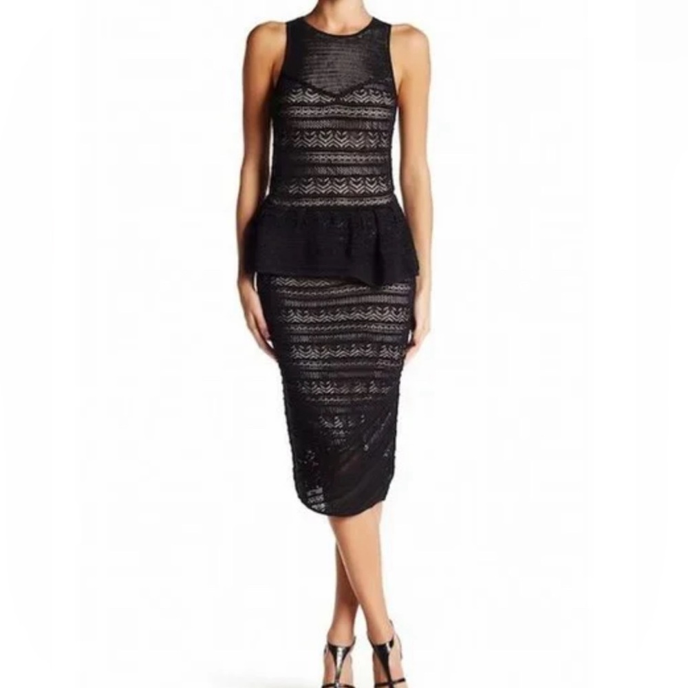 Rachel Roy Black Lace Peplum Dress